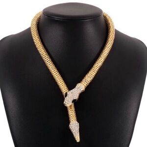 Gold Snake Necklace Magnetic Adjustable Design